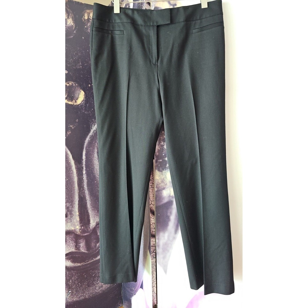 LAFAYETTE 148 Women's Black Virgin Wool Wide Leg Flat Front Trouser Pant Size 12